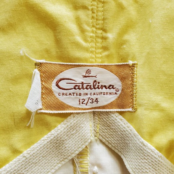 vintage 1950s yellow skirt bathing suit by Catalina - Picture 10 of 11